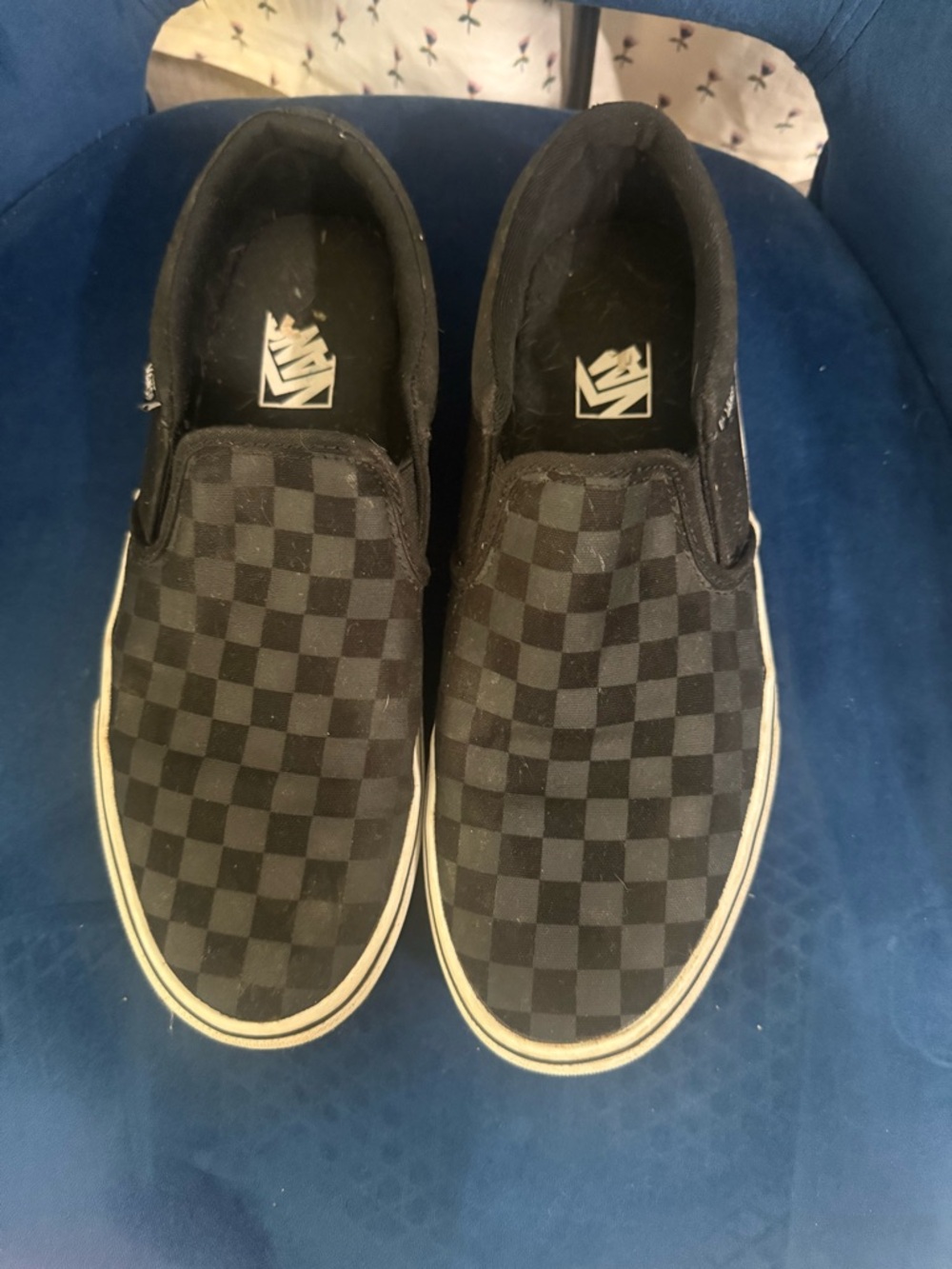 Vans Black/Gray Checkerboard Slip-On Sneakers
